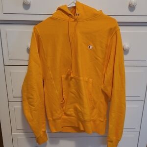 Vintage Champion Men's Bright Yellow Hoodie